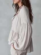 Bohemian Ruffle Blouse in Soft Fabric - Vintage-Inspired Women's Top
