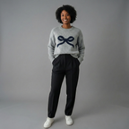 Bow Detail Knit Pullover Sweater - Preppy Style for Casual Wear