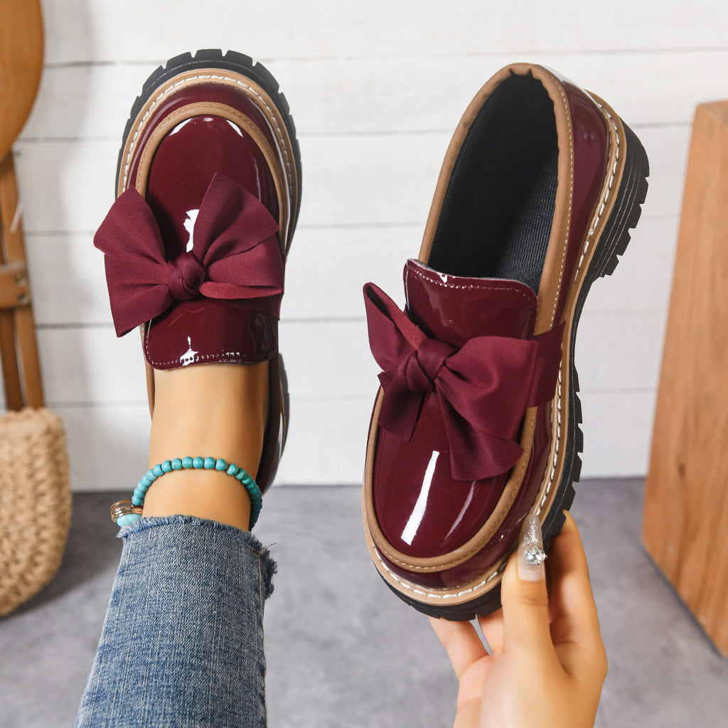 Retro Bowknot Thick-Soled Shoes for Women - Stylish and Comfortable Footwear for Casual Wear