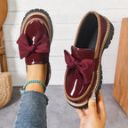 Retro Bowknot Thick-Soled Shoes for Women - Stylish and Comfortable Footwear for Casual Wear