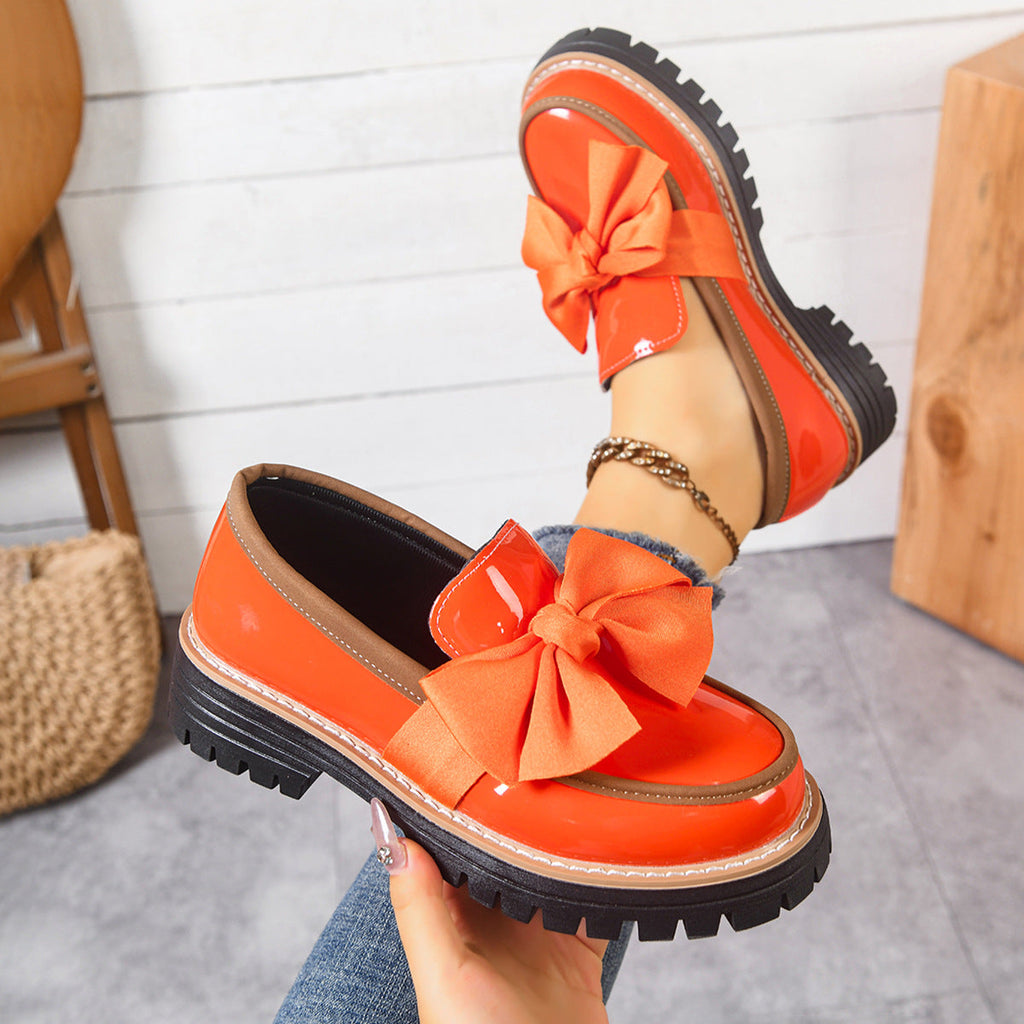 Retro Bowknot Thick-Soled Shoes for Women - Stylish and Comfortable Footwear for Casual Wear