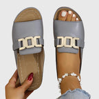 Brown Comfy Buckle Sandals Women UK – Smart Casual Holiday Wear Evening Footwear