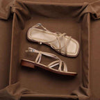 Brown Italian Leather Strap Sandals Women UK – Smart Casual Holiday Wear Evening Footwear