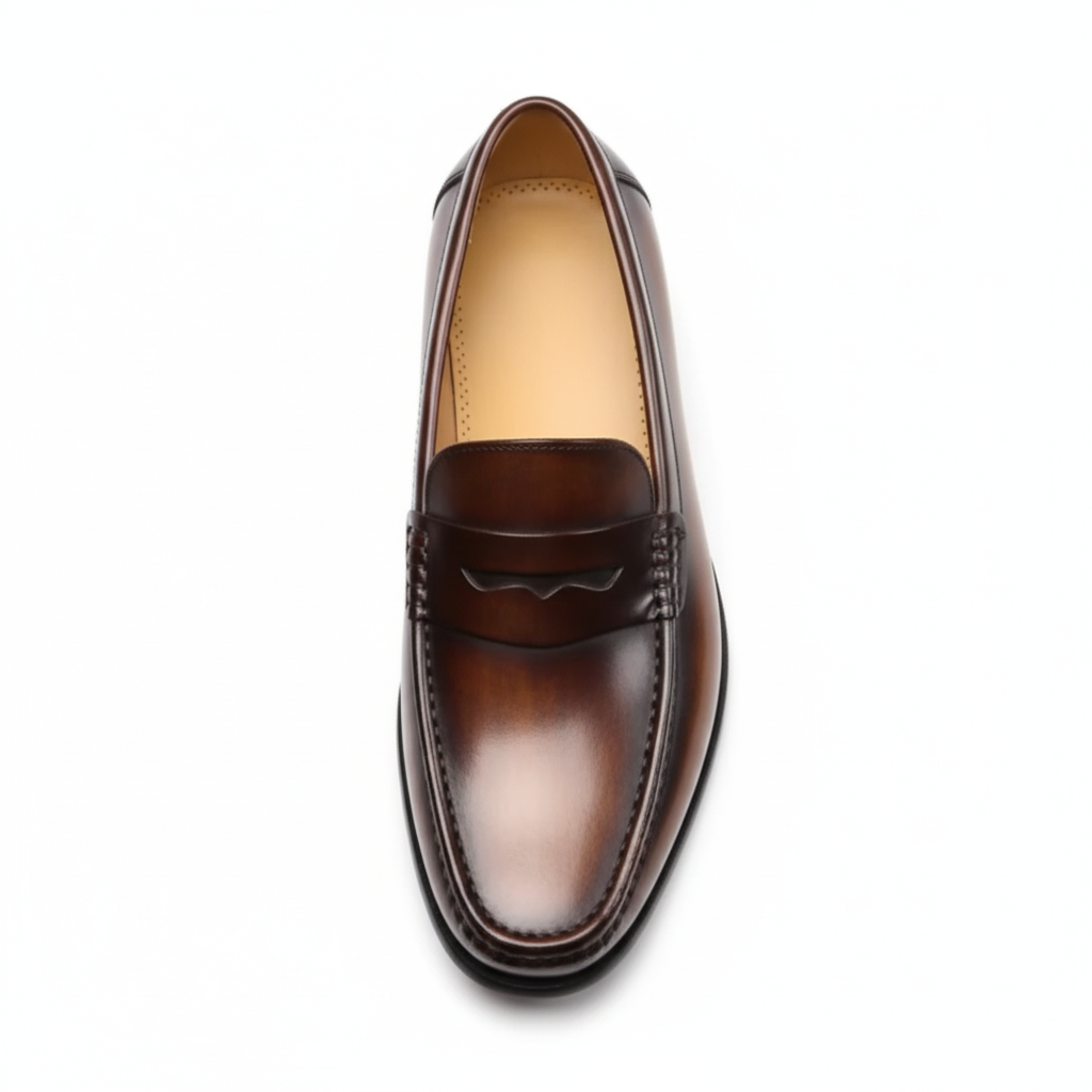 Brown Leather Penny Loafers for Men