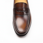 Brown Leather Penny Loafers for Men