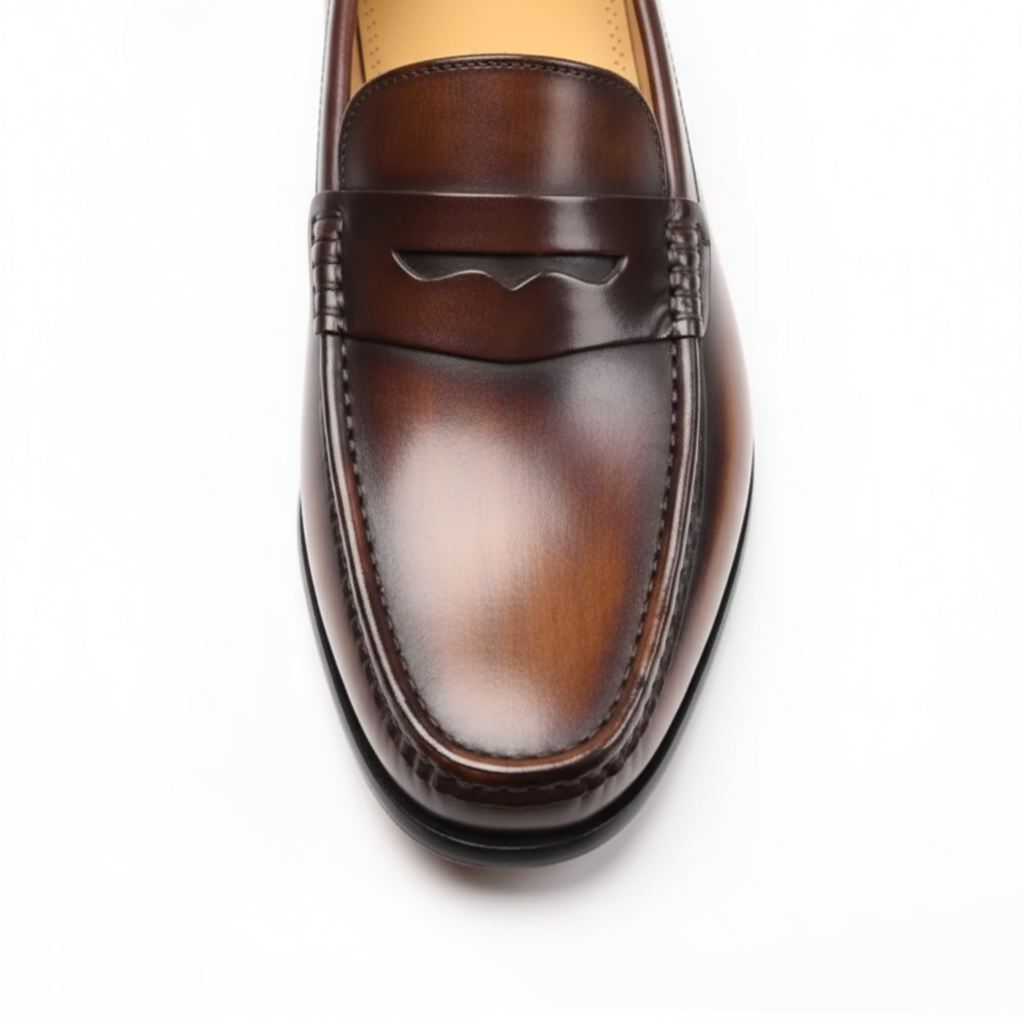 Brown Leather Penny Loafers for Men