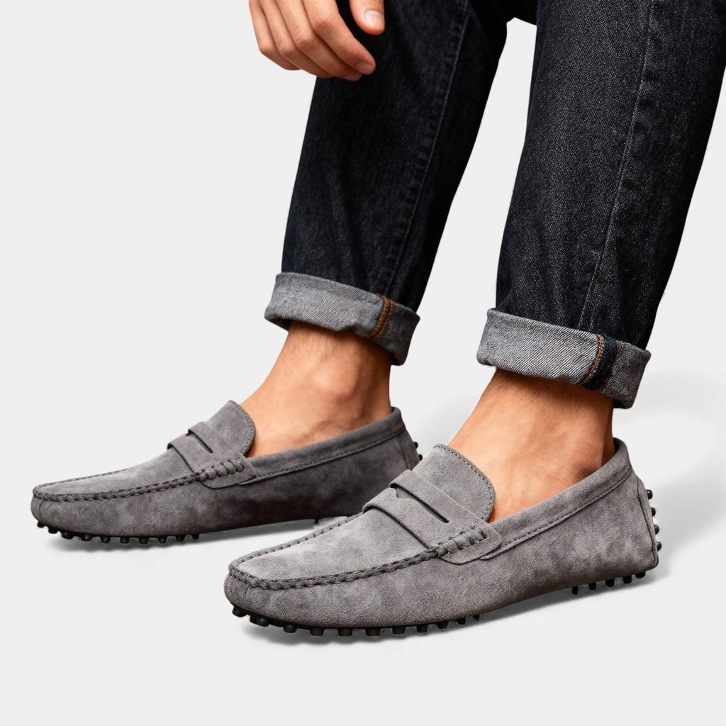 Brown Suede Men's Driving Loafers UK – Casual Slip-On Shoes, Smart Casual Office Wear