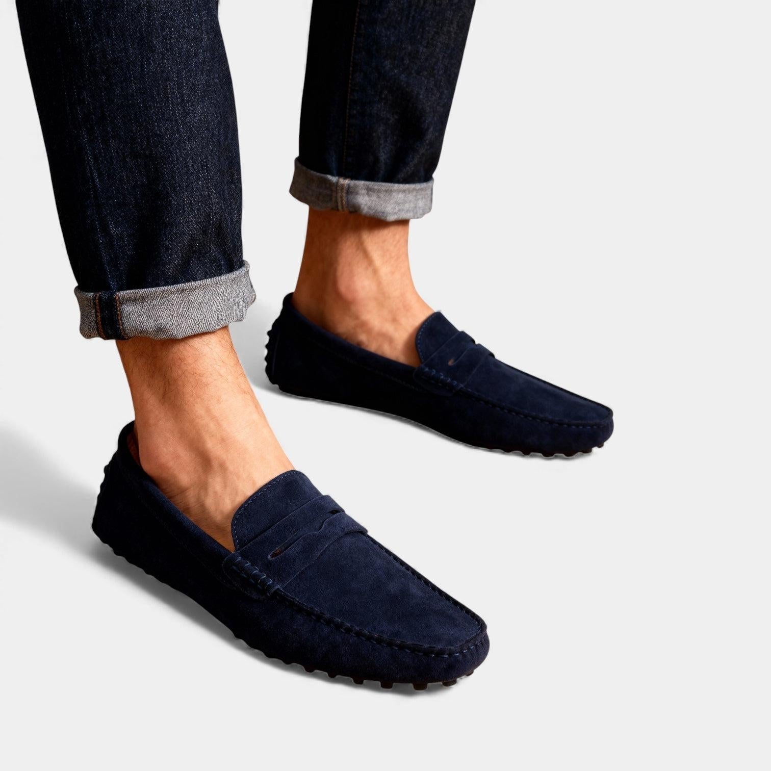 Brown Suede Men's Driving Loafers UK – Casual Slip-On Shoes, Smart Casual Office Wear