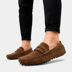 Brown Suede Men's Driving Loafers UK – Casual Slip-On Shoes, Smart Casual Office Wear