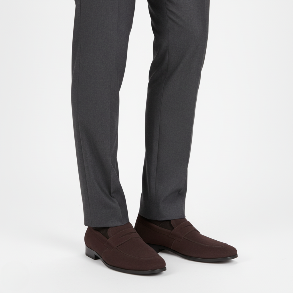 Brown Suede Penny Loafers for Men