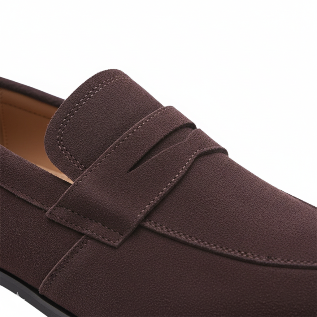 Brown Suede Penny Loafers for Men