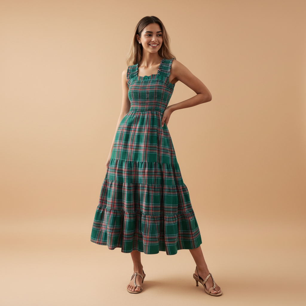 Christmas Maxi Dress for Women - Festive Holiday Style - Comfortable Fabric - Perfect for Parties and Gatherings
