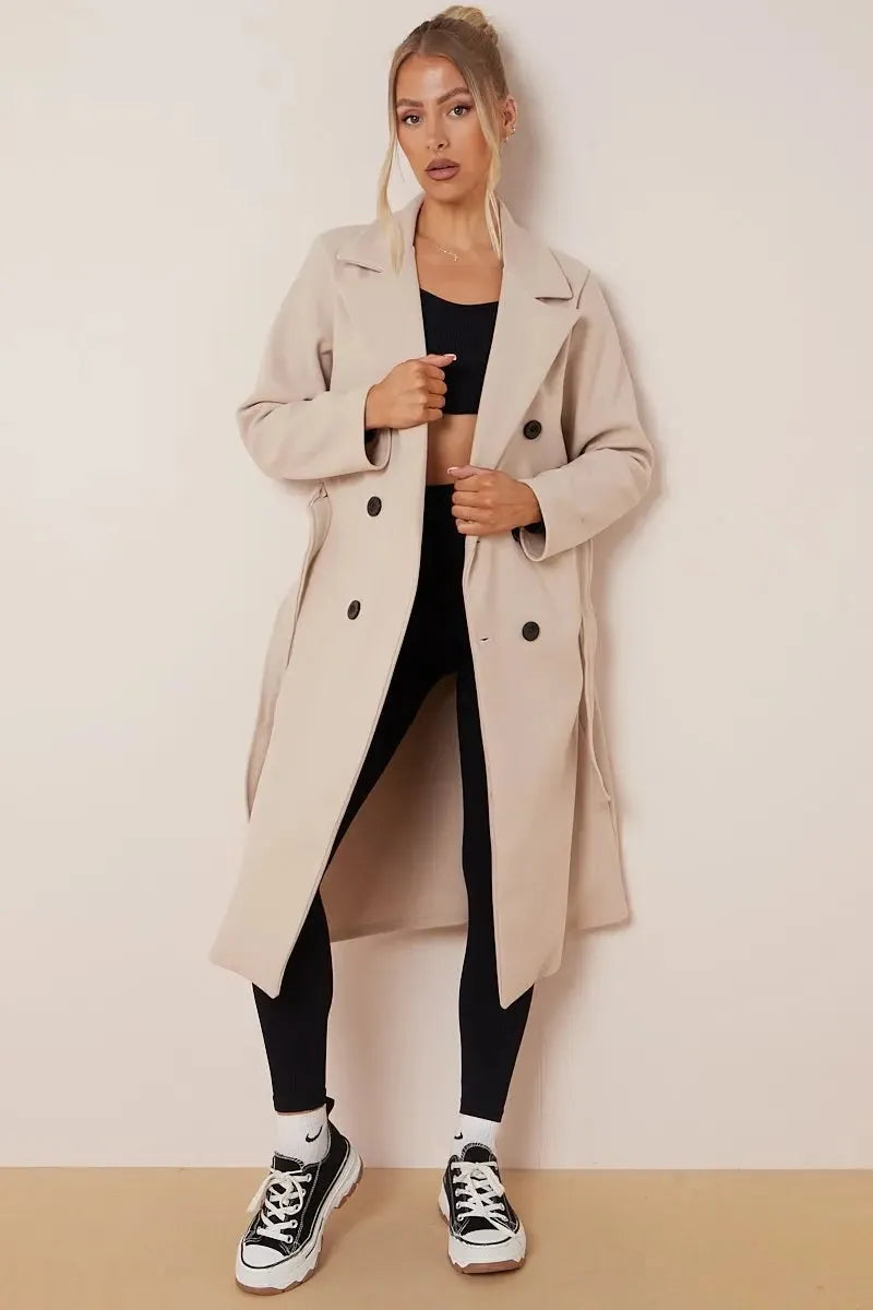 Classic Wool Belted Coat for Women