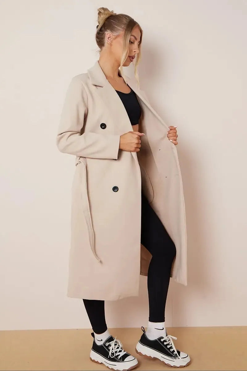 Classic Wool Belted Coat for Women