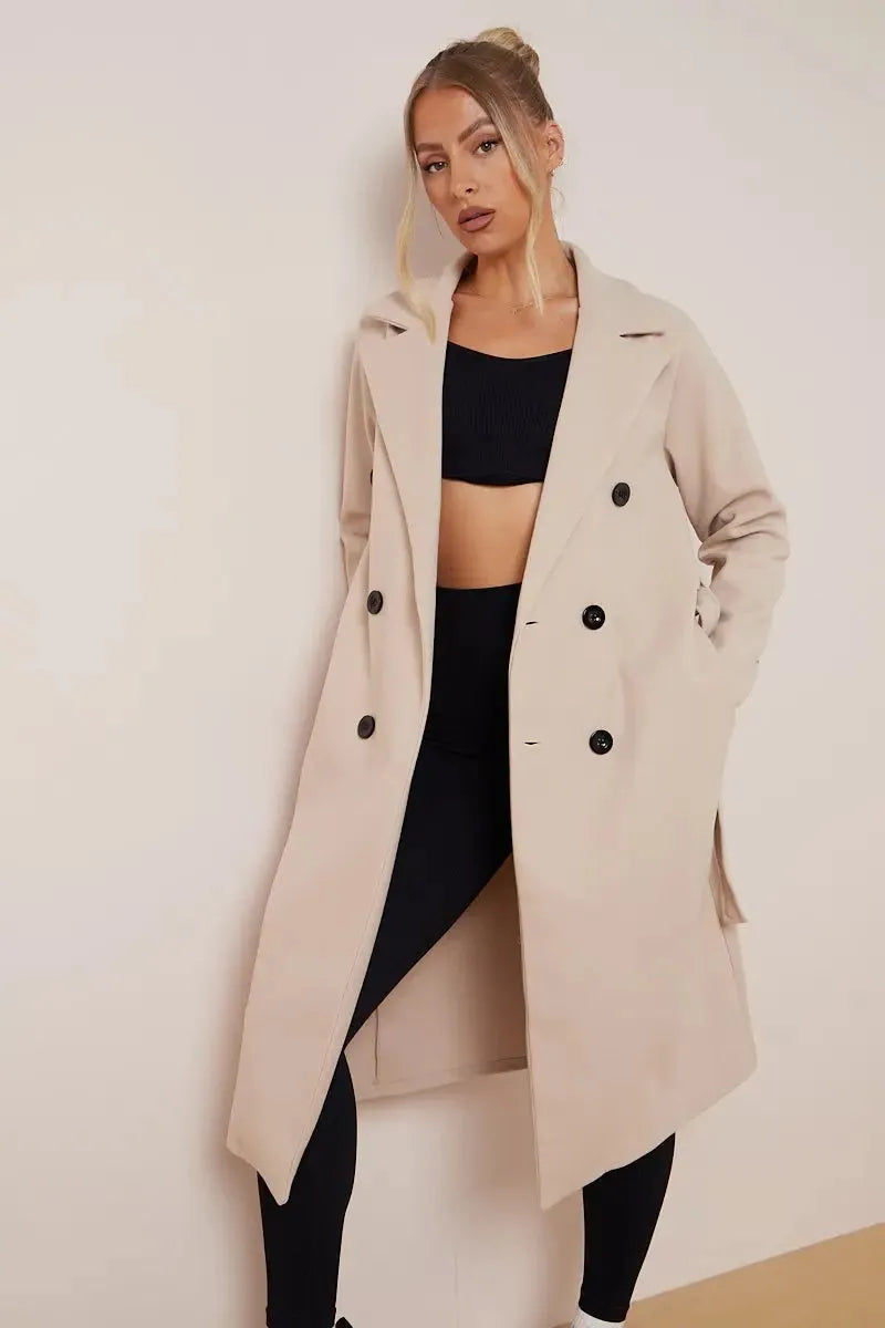 Classic Wool Belted Coat for Women