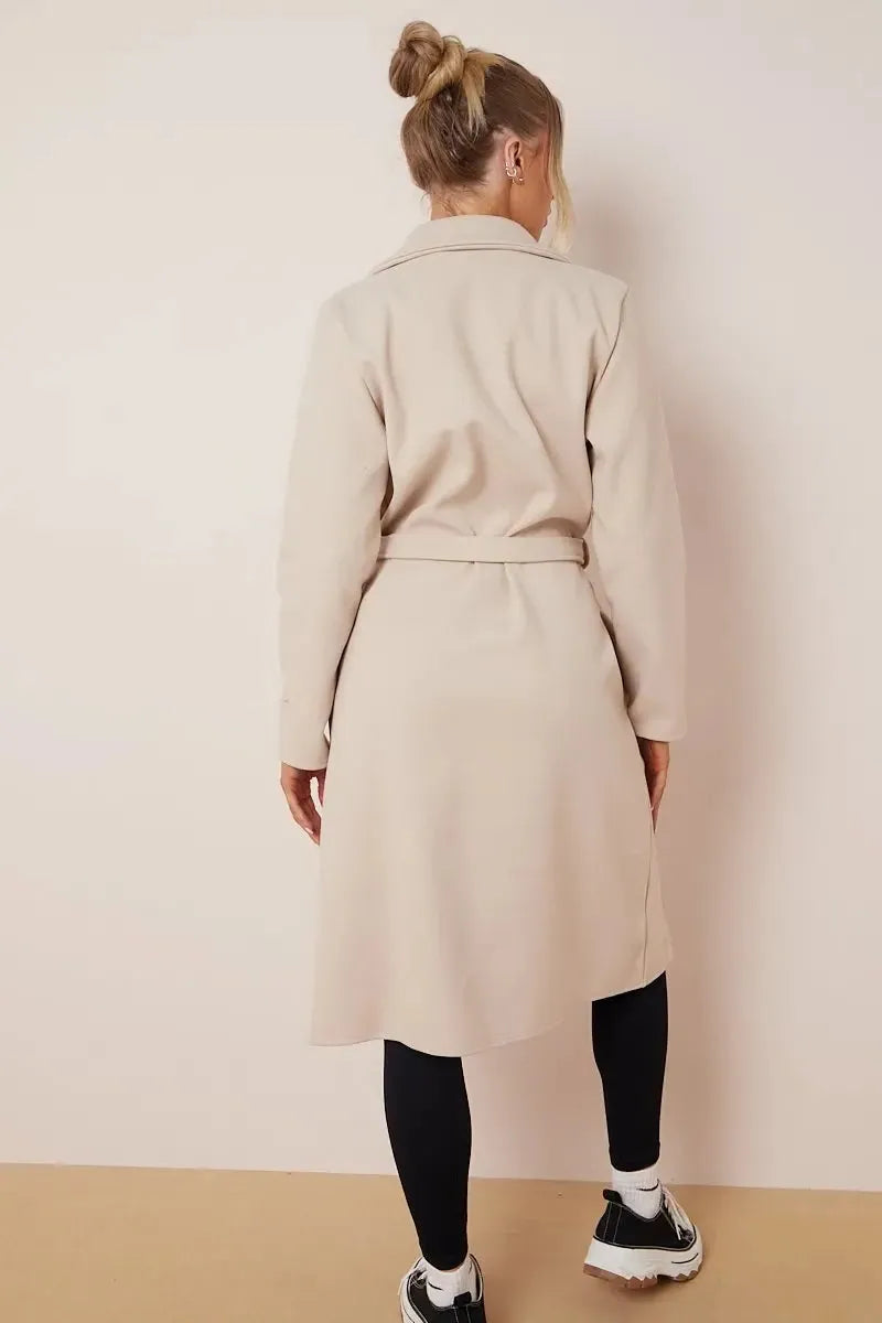 Classic Wool Belted Coat for Women