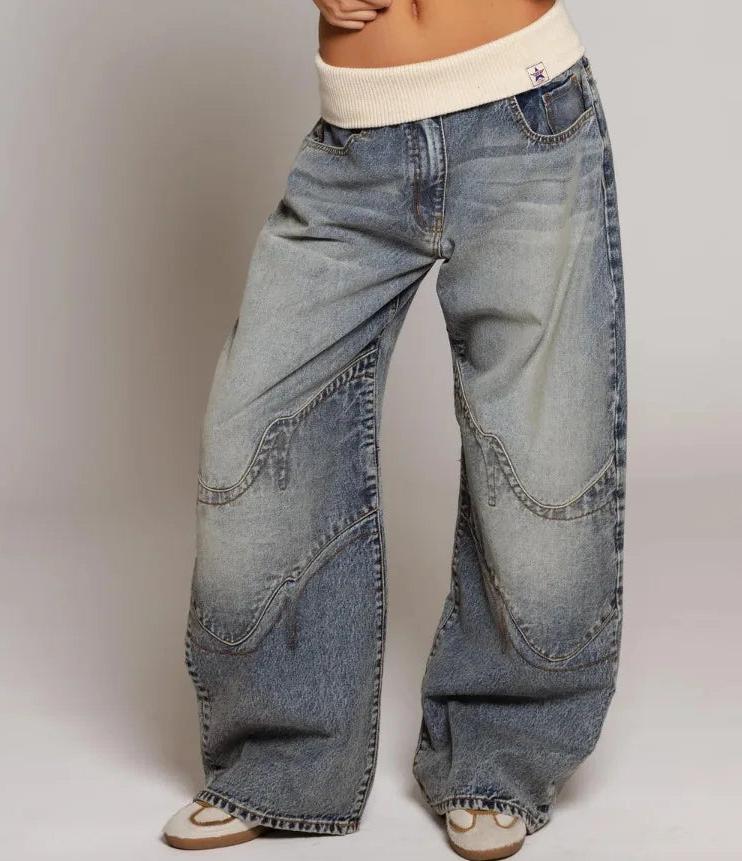 Comfortable Vintage Washed Baggy Jeans for Casual Wear - Soft Denim, Relaxed Fit, Versatile Style