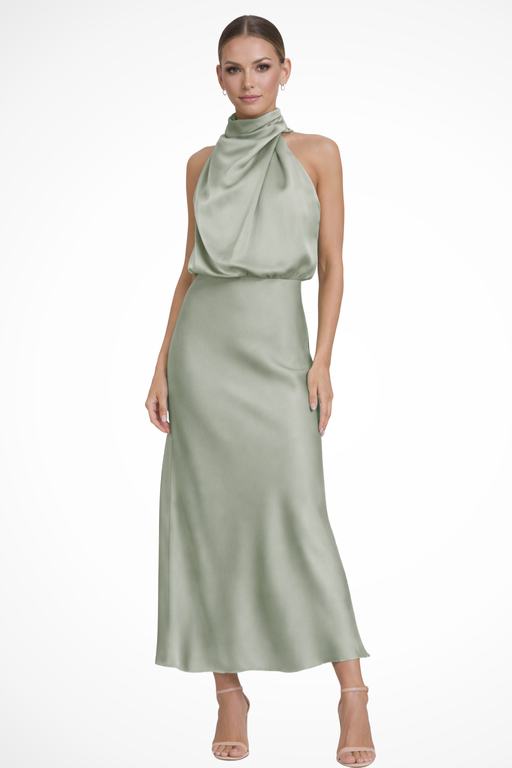 Satin Halter Neck Maxi Dress for Women UK – Wedding Guest & Mother of the Bride