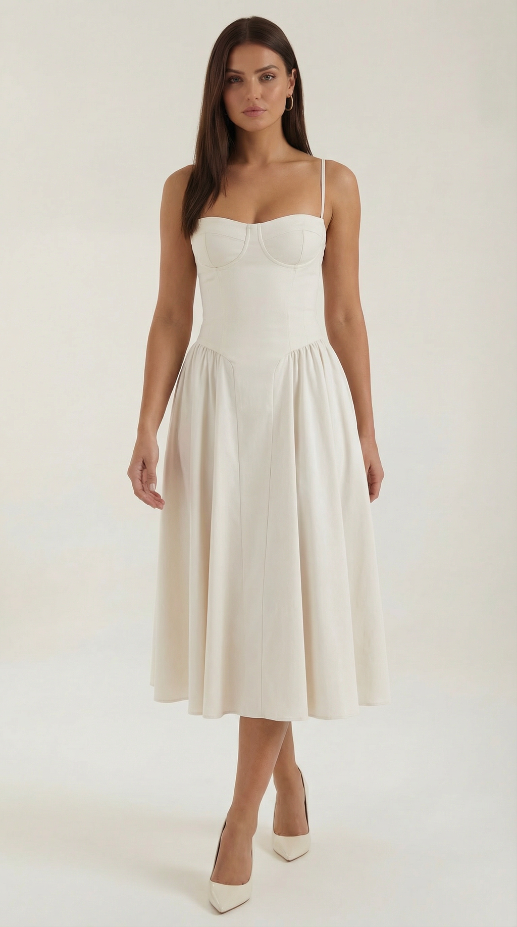 Corset Midi Dress in Elegant Fabric for Formal Events and Special Occasions