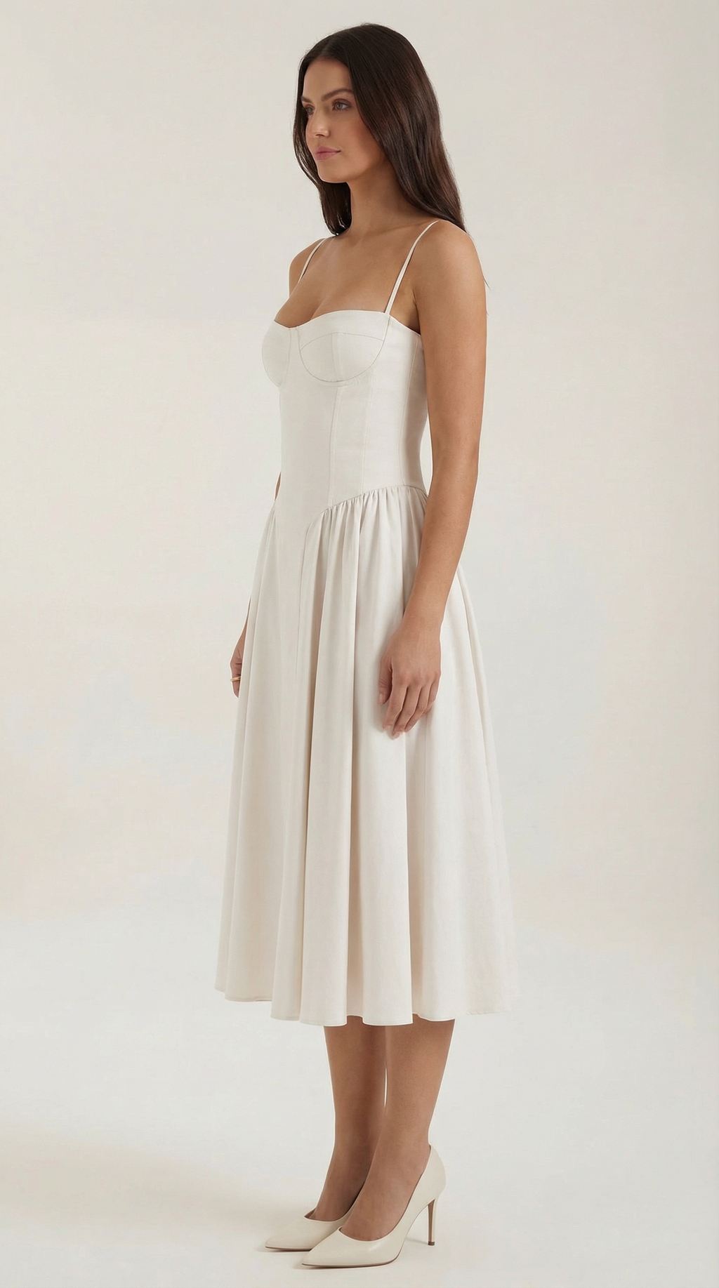 Corset Midi Dress in Elegant Fabric for Formal Events and Special Occasions