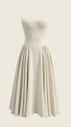 Corset Midi Dress in Elegant Fabric for Formal Events and Special Occasions