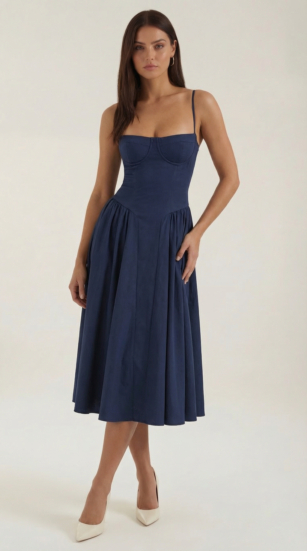Corset Midi Dress in Elegant Fabric for Formal Events and Special Occasions