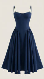 Corset Midi Dress in Elegant Fabric for Formal Events and Special Occasions
