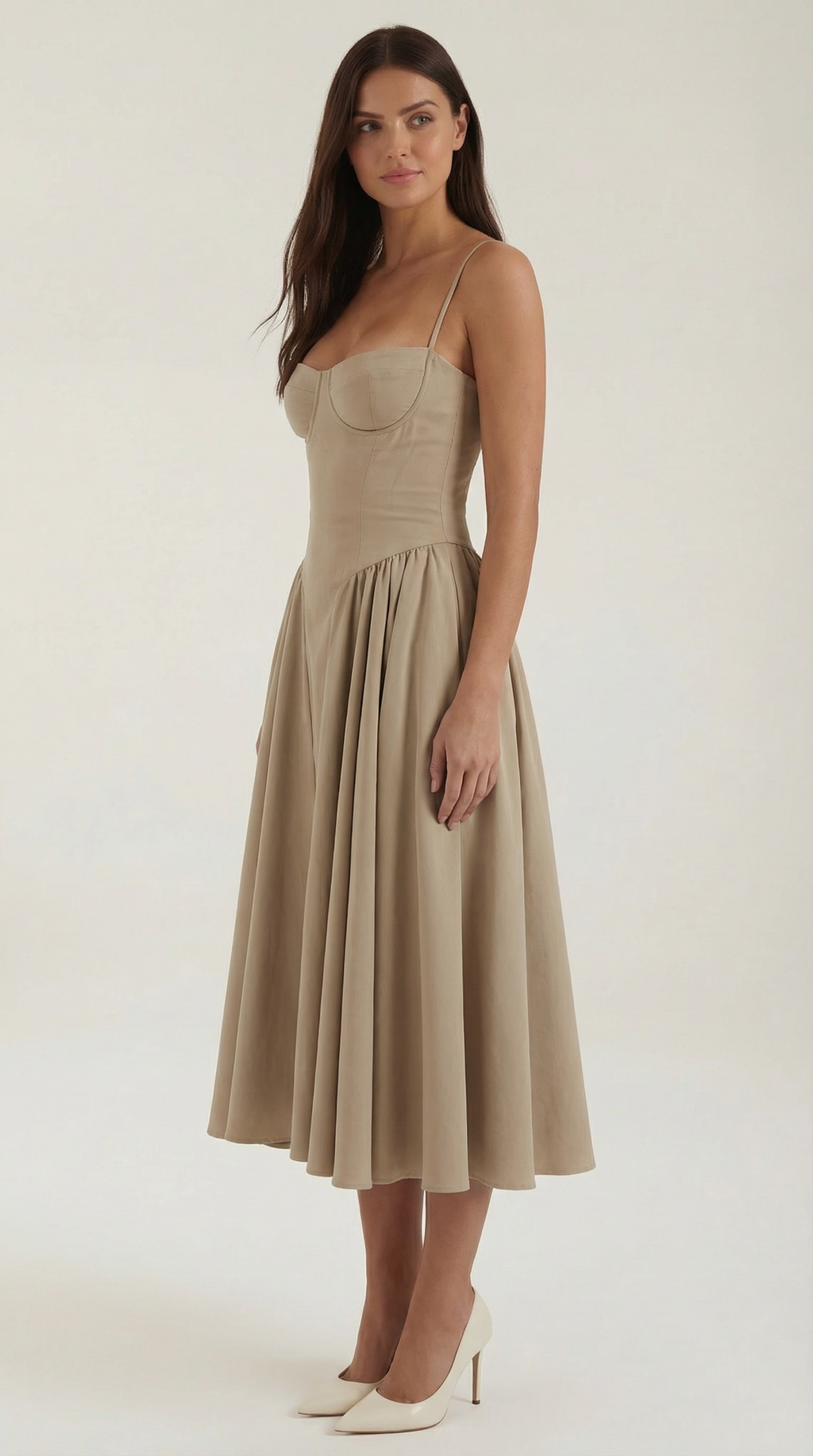 Corset Midi Dress in Elegant Fabric for Formal Events and Special Occasions