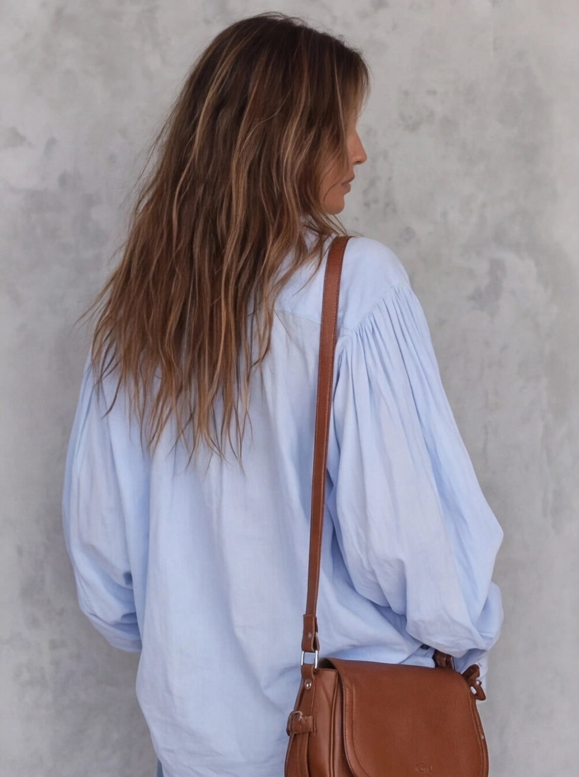 Cotton Blouse with Ruffle Cuffs for Casual or Office Wear