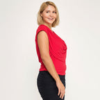 Cowl Neck Cap Sleeve Blouse in Soft Fabric for Casual or Office Wear
