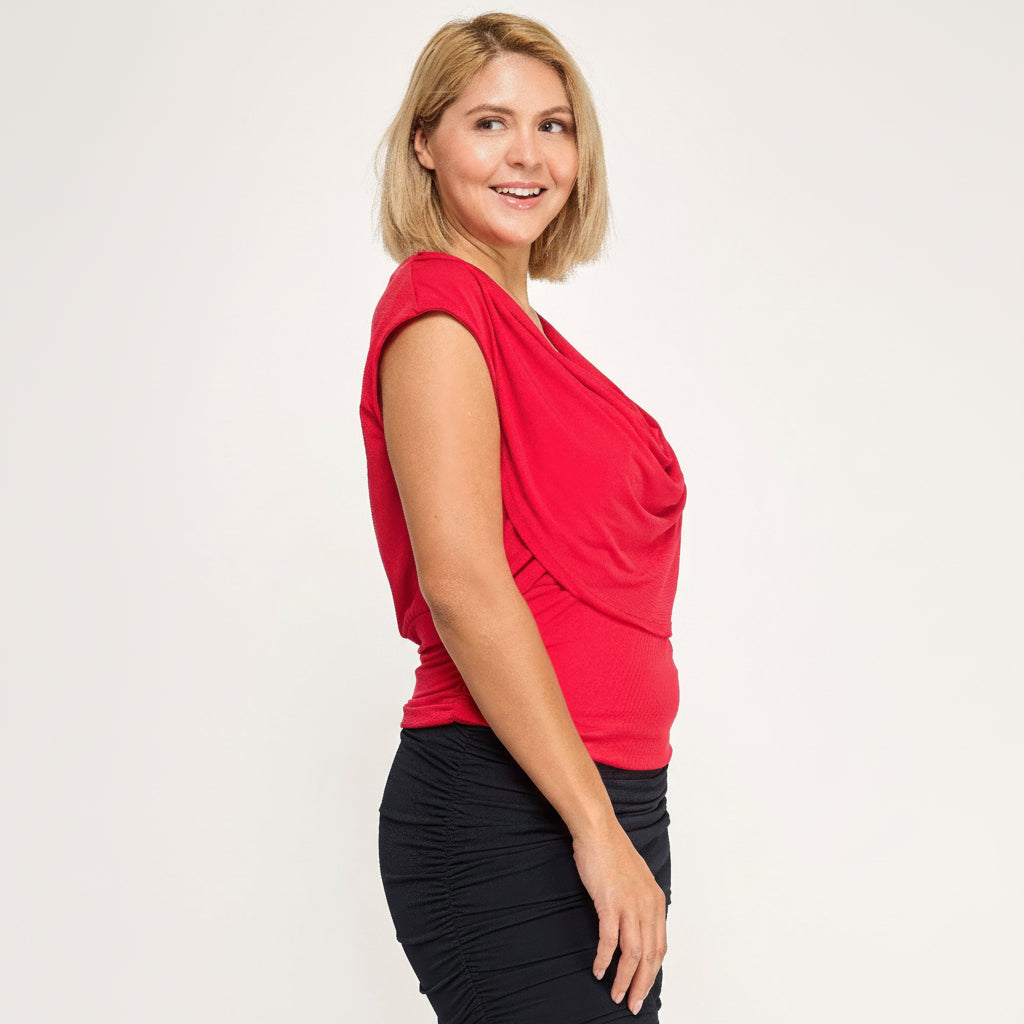 Cowl Neck Cap Sleeve Blouse in Soft Fabric for Casual or Office Wear