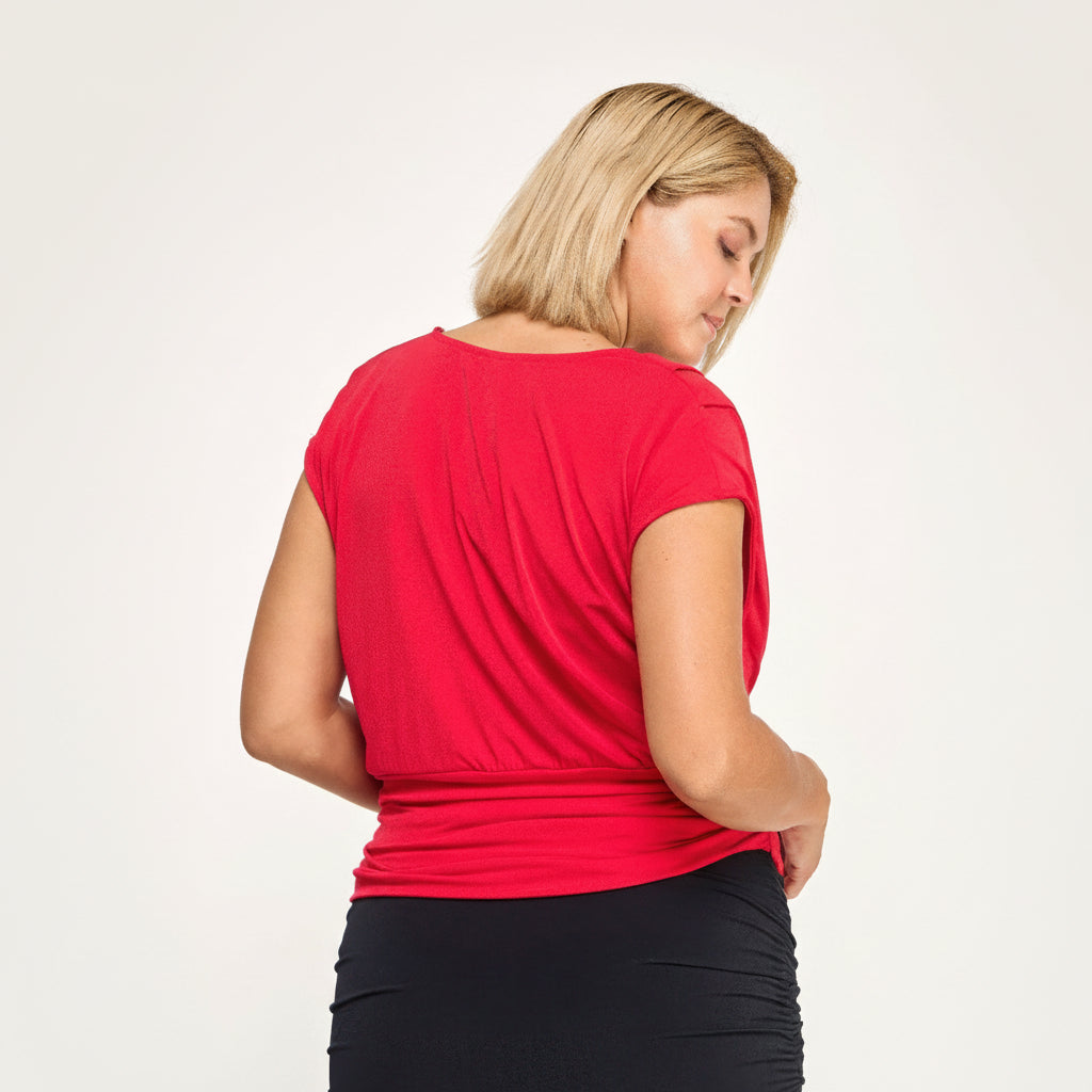 Cowl Neck Cap Sleeve Blouse in Soft Fabric for Casual or Office Wear