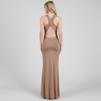 Cowl Neck Maxi Dress with Shirring Detail for Casual or Formal Wear