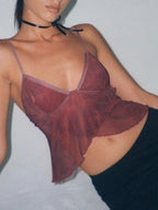 Crisscross Mesh Crop Top - Lightweight Cami for Casual Wear
