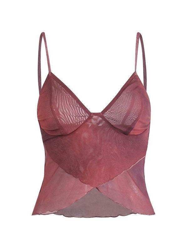 Crisscross Mesh Crop Top - Lightweight Cami for Casual Wear