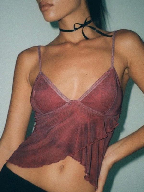 Crisscross Mesh Crop Top - Lightweight Cami for Casual Wear