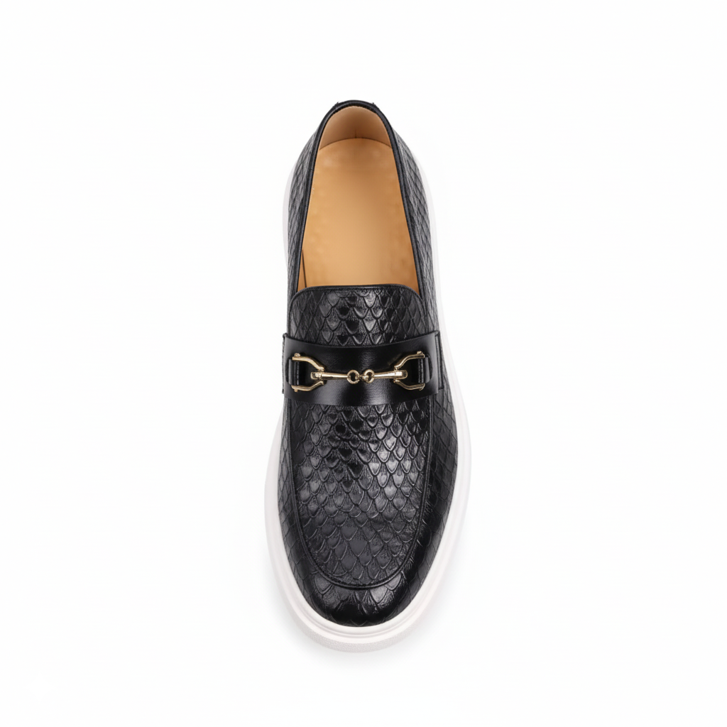 Croc Embossed Leather Loafers for Men