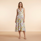 Deep V-Neck Midi Tank Dress for Women - Lightweight Fabric, Casual Style, Perfect for Summer Events and Everyday Wear