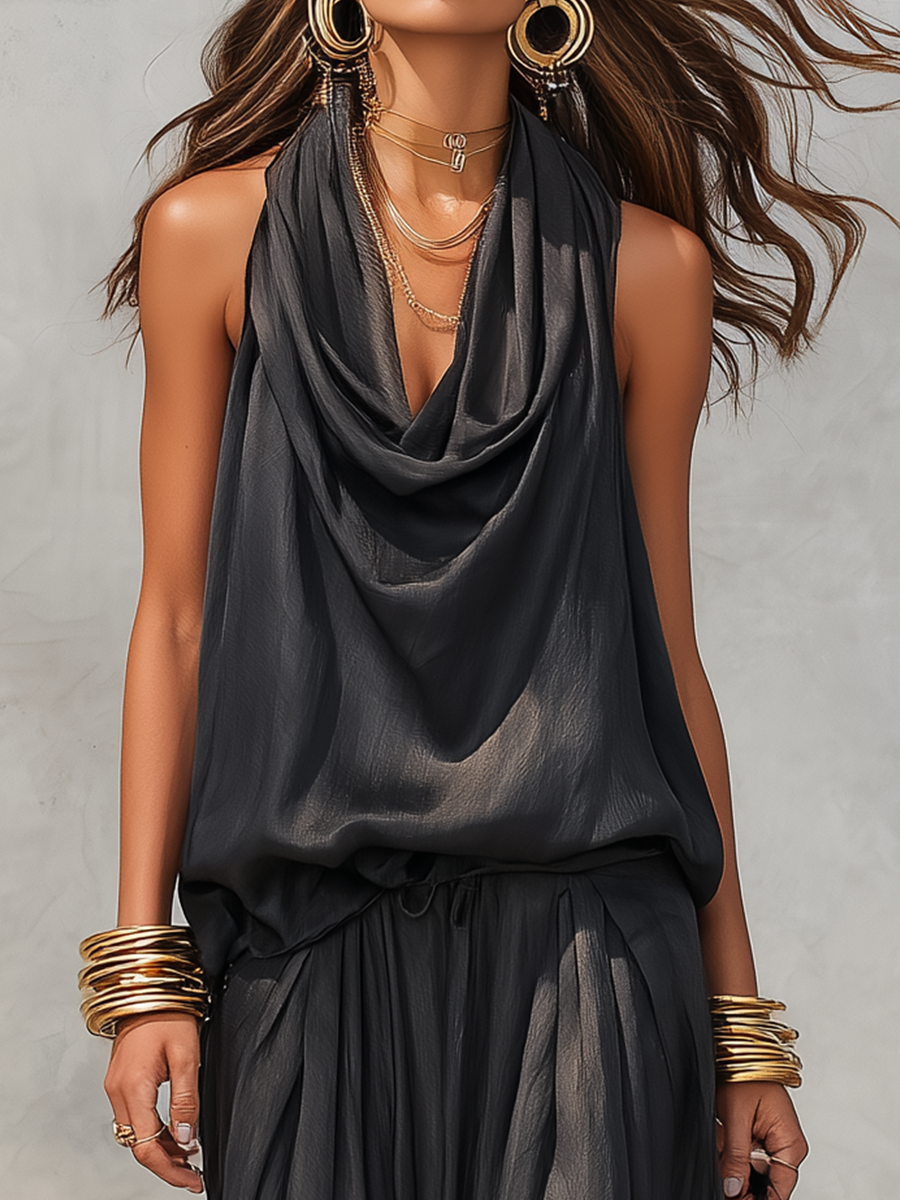 Draped Pants Set in Soft Fabric for Casual or Travel Wear