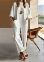 Elegant Short-Sleeve Jumpsuit for Women - Chic Casual Wear in Soft Fabric