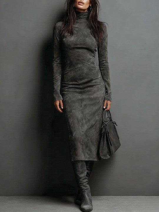Elegant Suede Maxi Dress for Women - Perfect for Formal Events and Parties