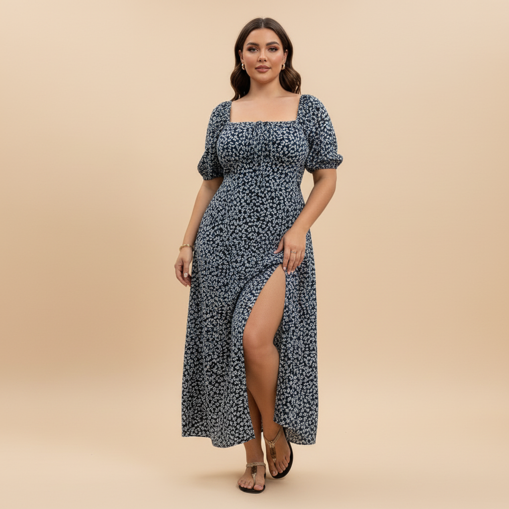 Floral Ditsy Print Maxi Dress for Women - Lightweight Summer Style - Perfect for Casual Outings and Beach Wear