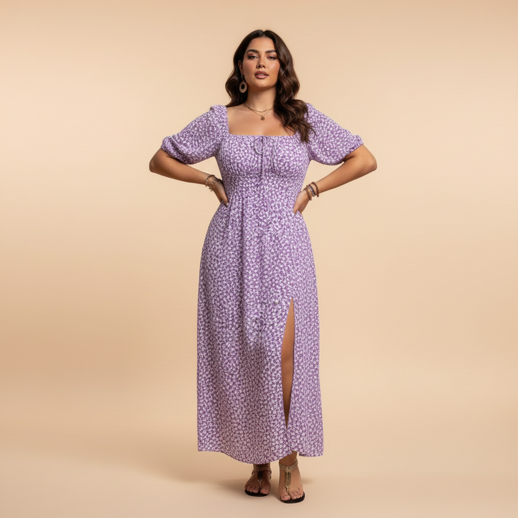 Floral Ditsy Print Maxi Dress for Women - Lightweight Summer Style - Perfect for Casual Outings and Beach Wear