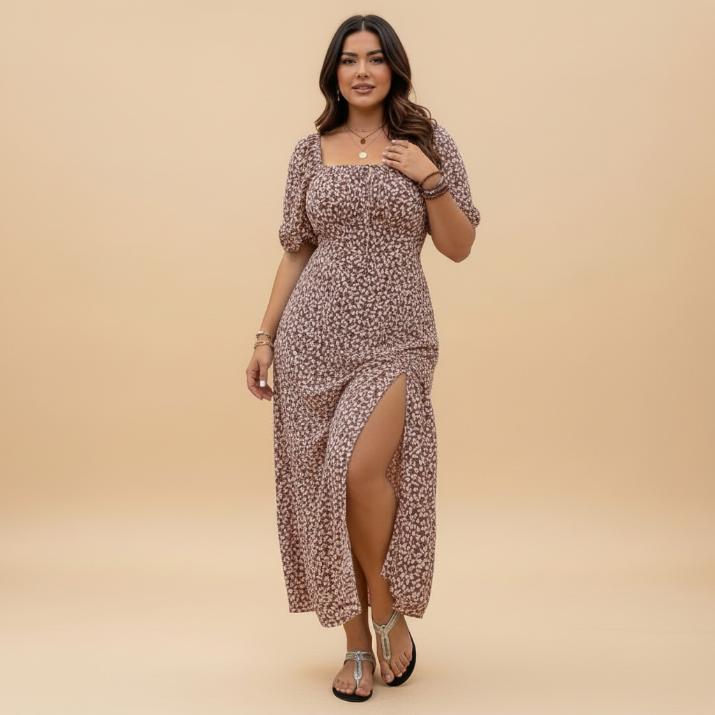 Floral Ditsy Print Maxi Dress for Women - Lightweight Summer Style - Perfect for Casual Outings and Beach Wear
