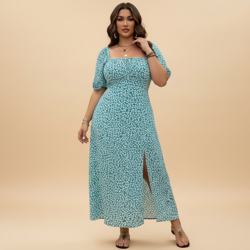 Floral Ditsy Print Maxi Dress for Women - Lightweight Summer Style - Perfect for Casual Outings and Beach Wear