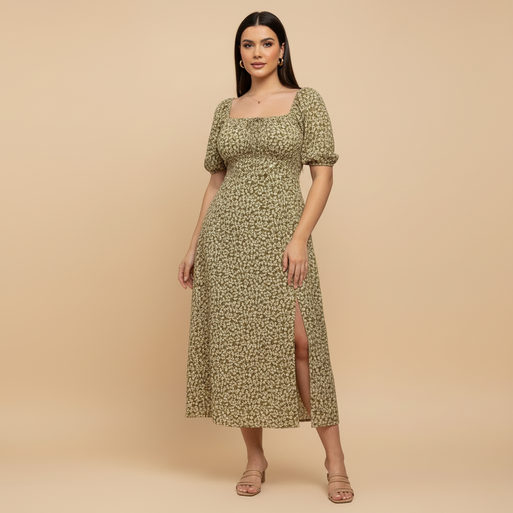 Floral Ditsy Print Maxi Dress for Women - Lightweight Summer Style - Perfect for Casual Outings and Beach Wear