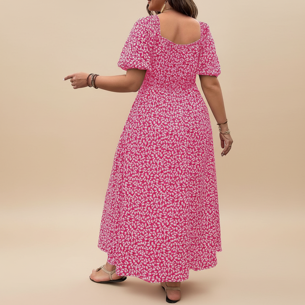 Floral Ditsy Print Maxi Dress for Women - Lightweight Summer Style - Perfect for Casual Outings and Beach Wear