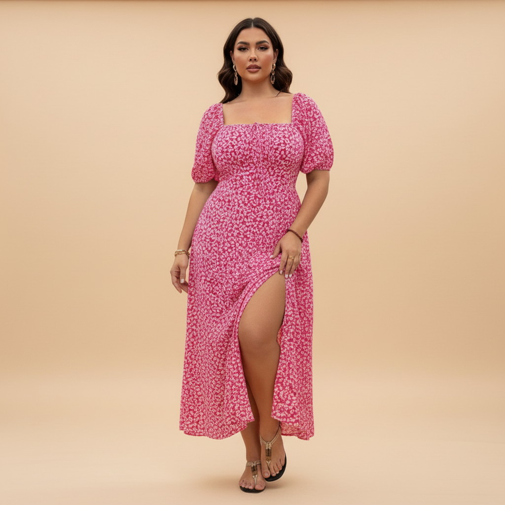 Floral Ditsy Print Maxi Dress for Women - Lightweight Summer Style - Perfect for Casual Outings and Beach Wear