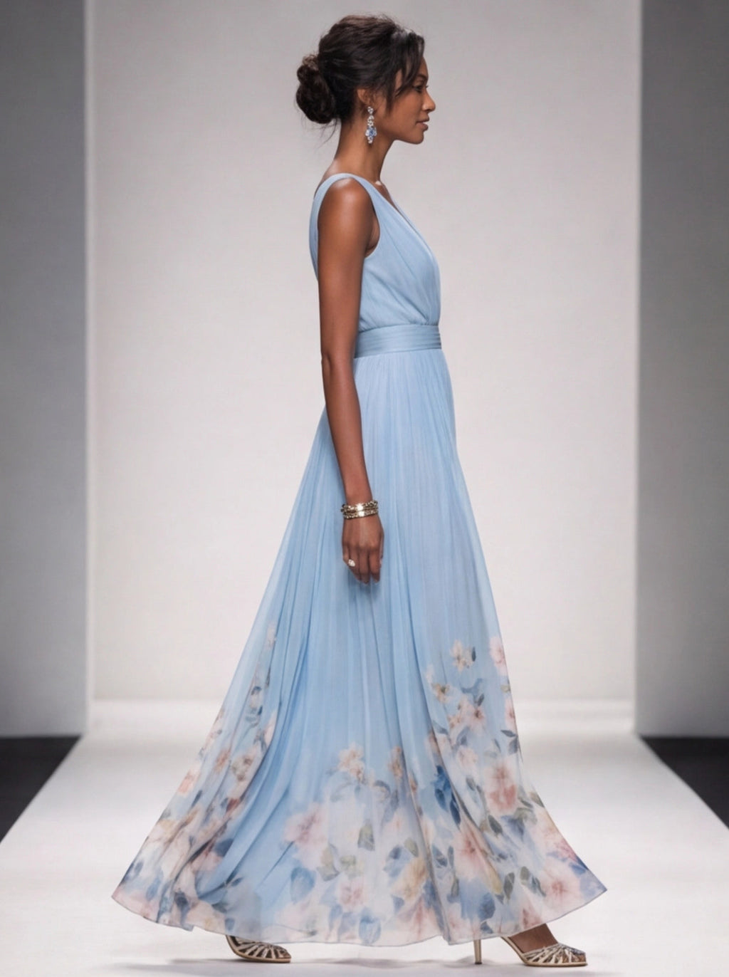 Floral Maxi Dress - Sleeveless V-Neck with Wide Straps for Summer Casual Wear