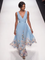 Floral Maxi Dress - Sleeveless V-Neck with Wide Straps for Summer Casual Wear